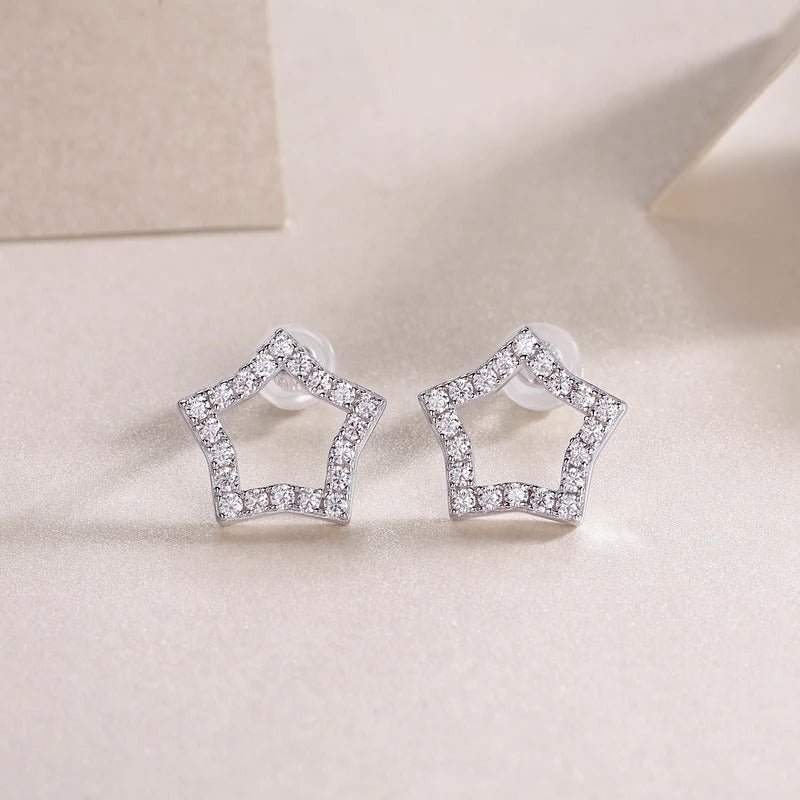 Charmsolo Moissanite Star Earrings | Ice Flower Tassel Design | S925 Silver 18K Gold Plated | VVS1 D Color | GRA Certified