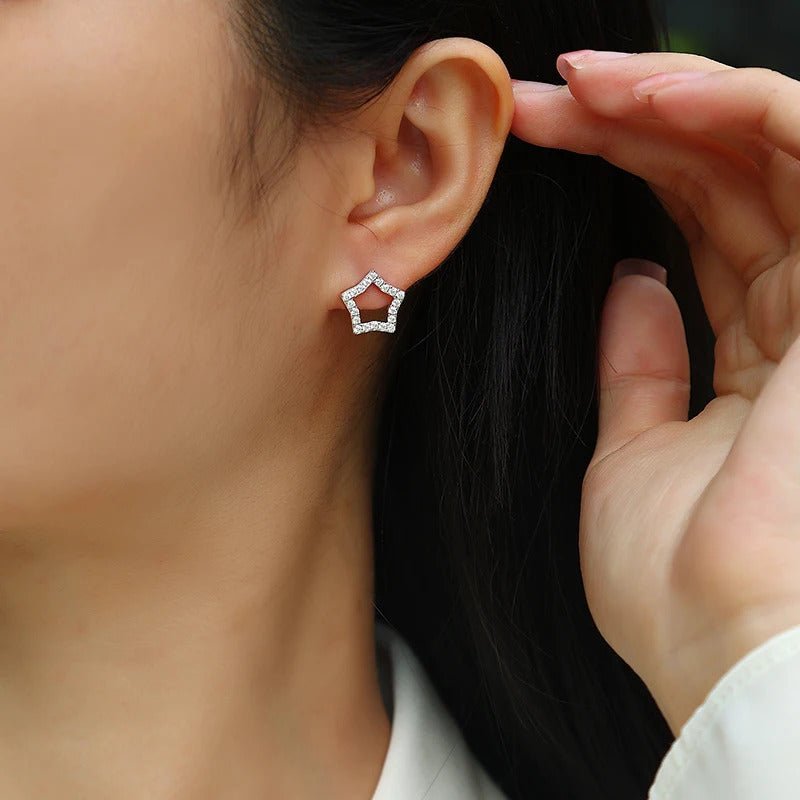 Charmsolo Moissanite Star Earrings | Ice Flower Tassel Design | S925 Silver 18K Gold Plated | VVS1 D Color | GRA Certified