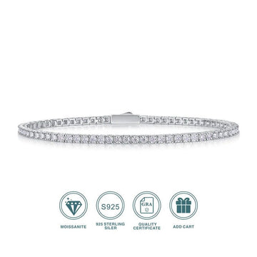 Charmsolo Moissanite Tennis Bracelet | 925 Sterling Silver 18K Gold Plated | VVS1 D Color | L12759