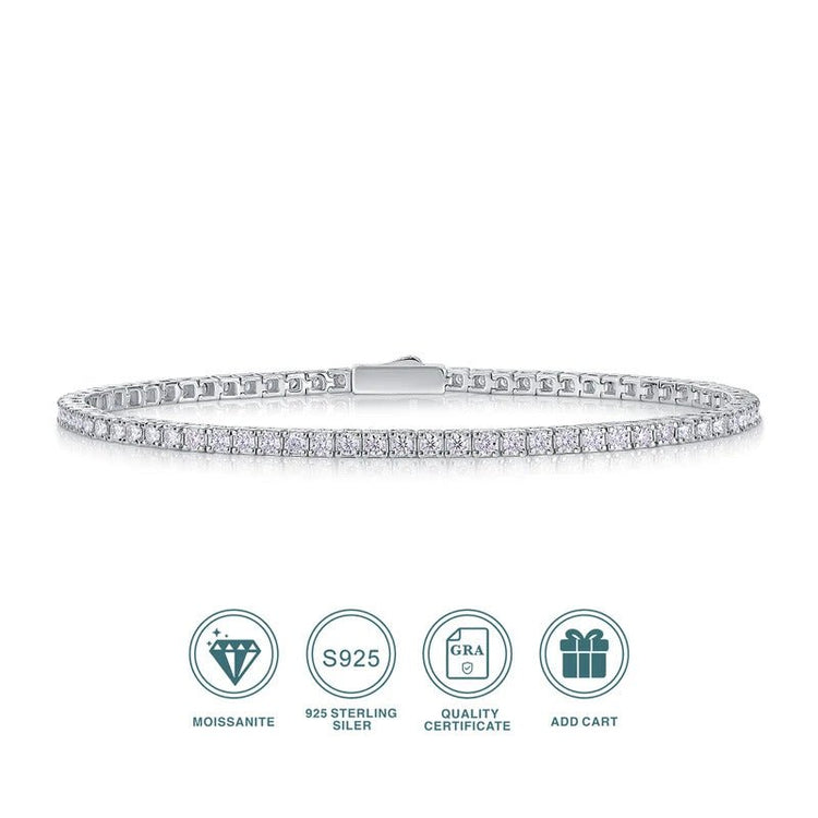 Charmsolo Moissanite Tennis Bracelet | 925 Sterling Silver 18K Gold Plated | VVS1 D Color | L12759