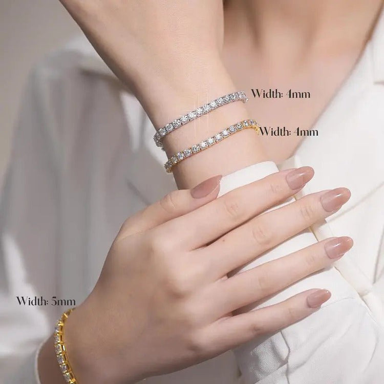 Charmsolo Moissanite Tennis Bracelet | S925 Silver 3-Color Plated | VVS1 D Color 4mm 8H8A Cut 4.7–5.9Ct Unisex | L12759