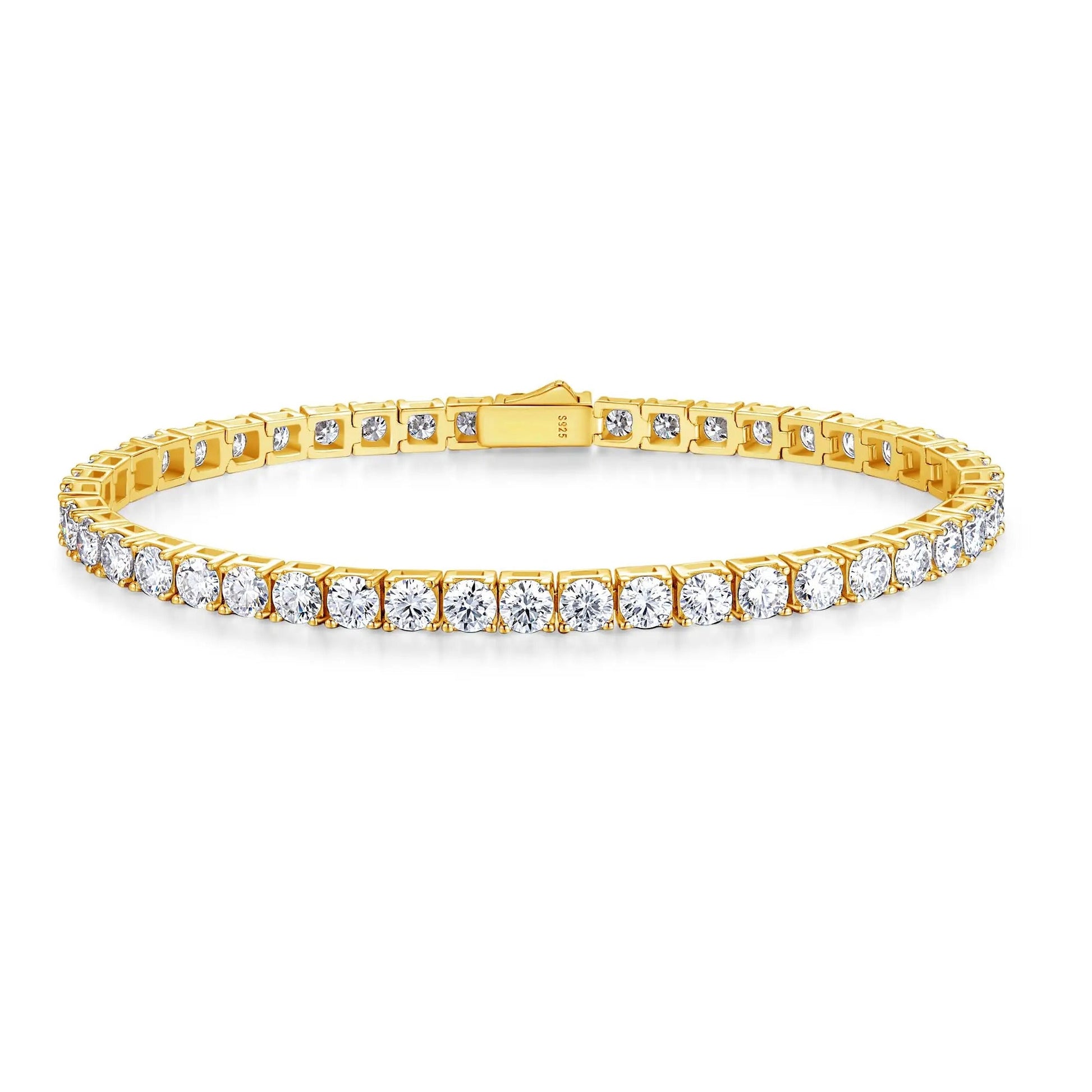 Charmsolo Moissanite Tennis Bracelet | S925 Silver 3-Color Plated | VVS1 D Color 4mm 8H8A Cut 4.7–5.9Ct Unisex | L12759