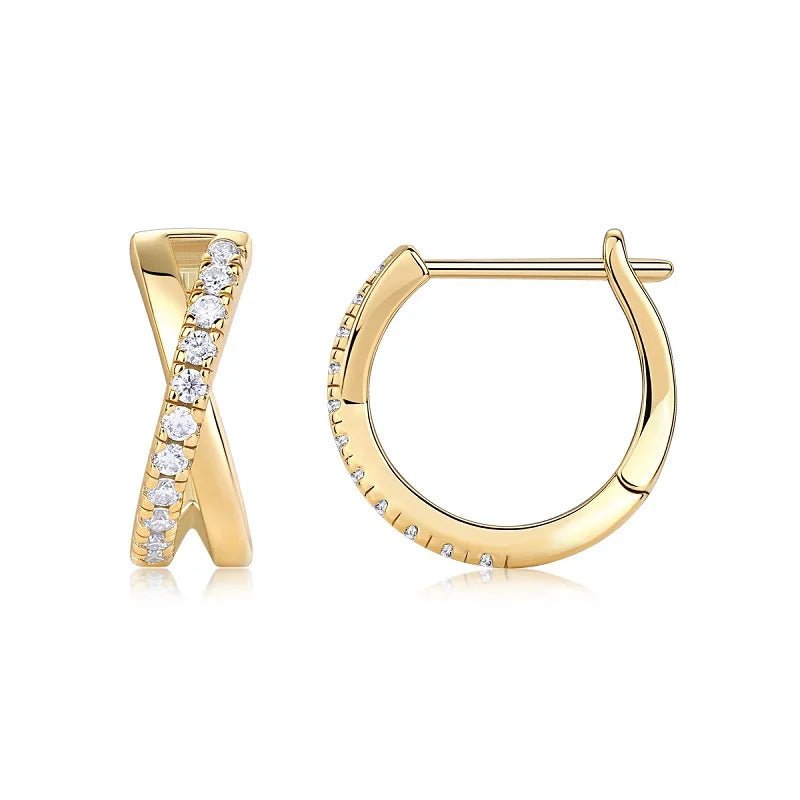 Charmsolo Moissanite Twisted Geometric Stud Earrings | S925 Silver | VVS1 D Color 22-Stone Pavé Hypoallergenic | E15296