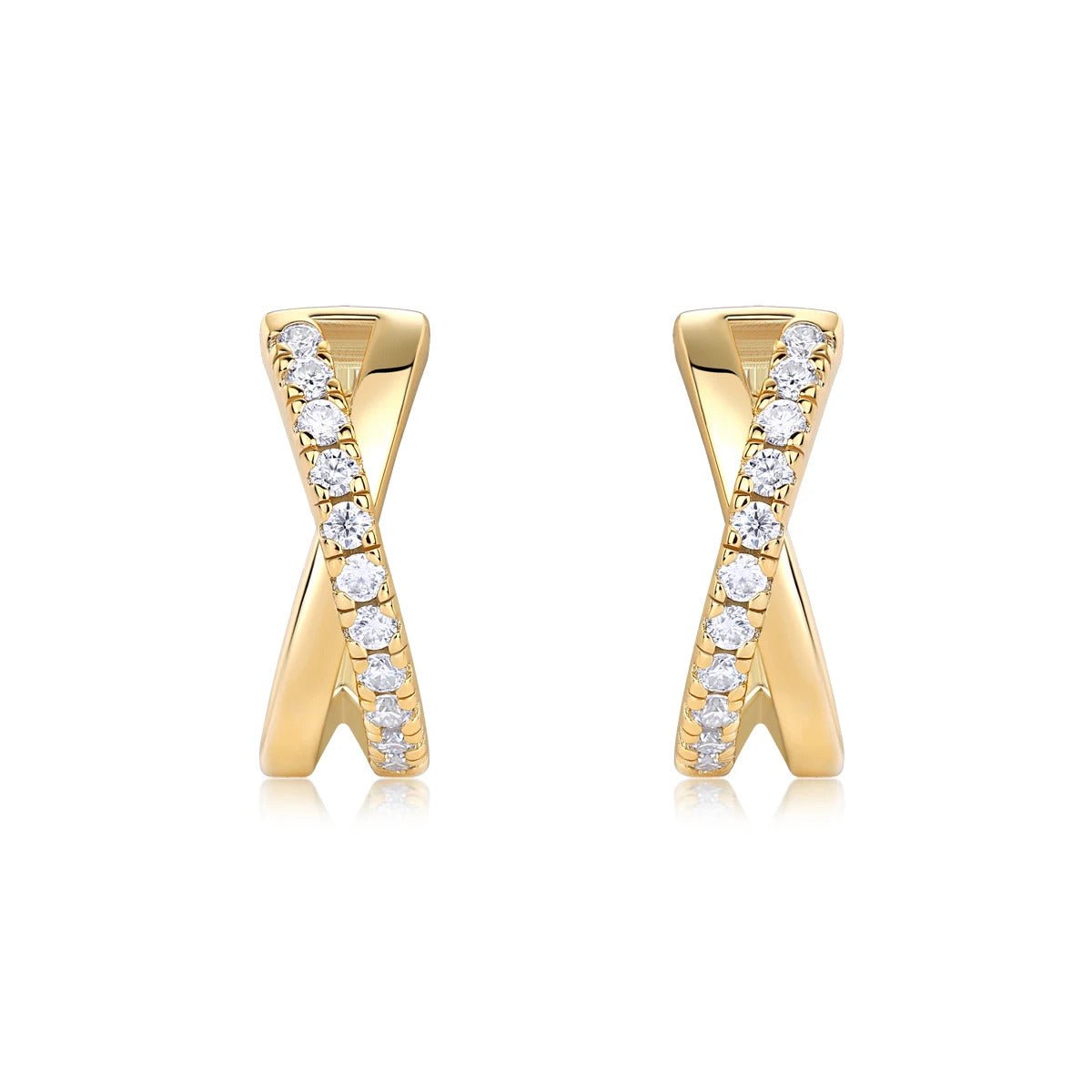 Charmsolo Moissanite Twisted Geometric Stud Earrings | S925 Silver | VVS1 D Color 22-Stone Pavé Hypoallergenic | E15296