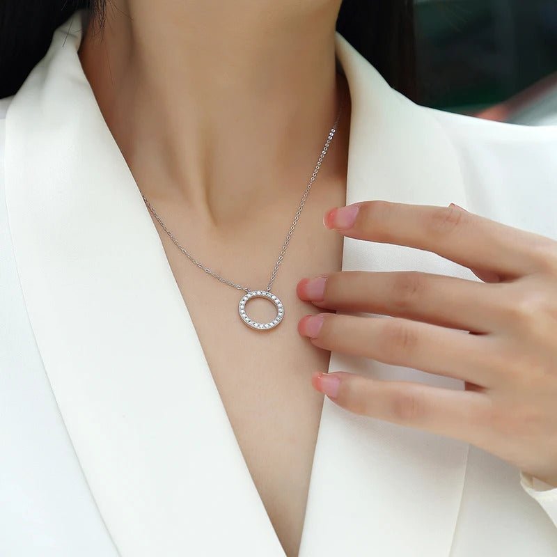 Moissanite Multi-Layer Geometric Cross Chain Necklace 925 Silver – 23 Stones | Charmsolo