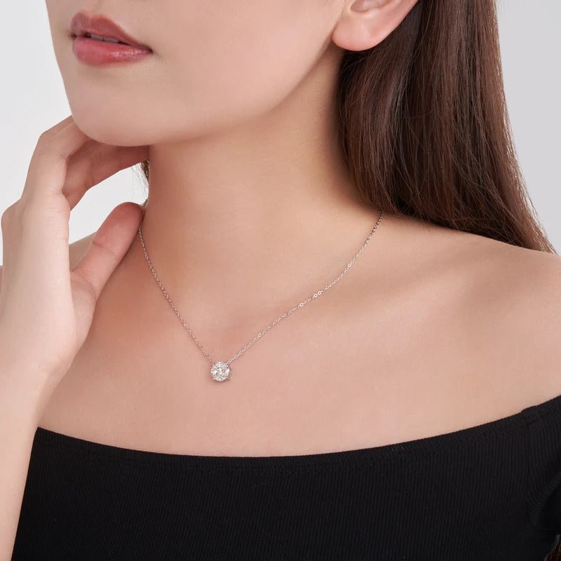 Moissanite Cluster Clavicle Chain Pendant Necklace 925 Silver – 1.6ct VVS1 D Color | Charmsolo
