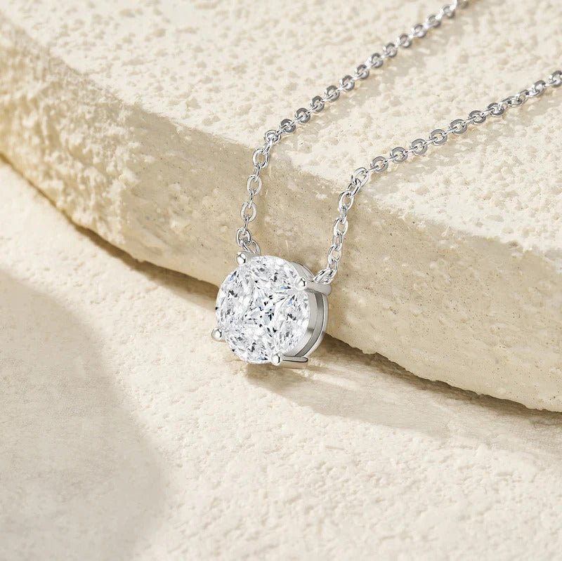 Moissanite Cluster Clavicle Chain Pendant Necklace 925 Silver – 1.6ct VVS1 D Color | Charmsolo