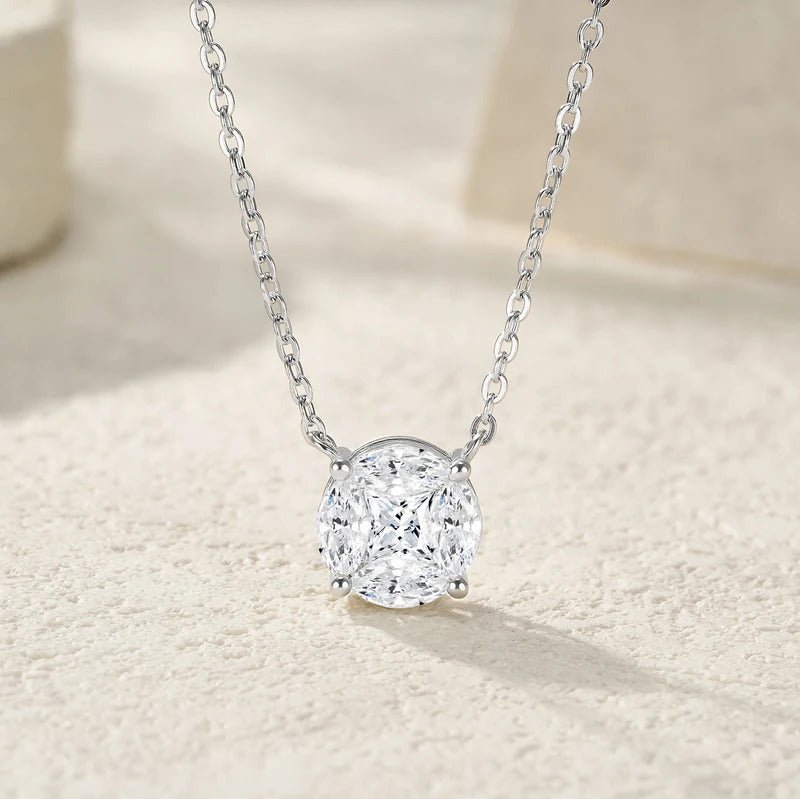 Moissanite Cluster Clavicle Chain Pendant Necklace 925 Silver – 1.6ct VVS1 D Color | Charmsolo
