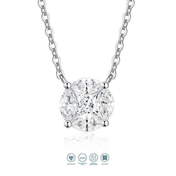 Moissanite Cluster Clavicle Chain Pendant Necklace 925 Silver – 1.6ct VVS1 D Color | Charmsolo