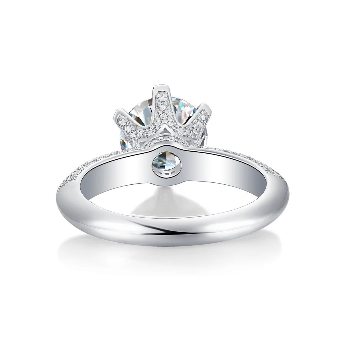 Charmsolo R12690 925 Sterling Silver Moissanite Geometric Band Ring – White Gold