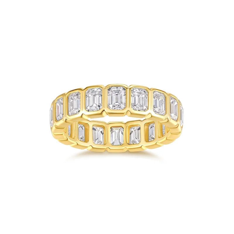 Charmsolo R15280 Hip Hop Moissanite Pavé Diamond Ring | 925 Silver Thick 18K Gold Plated