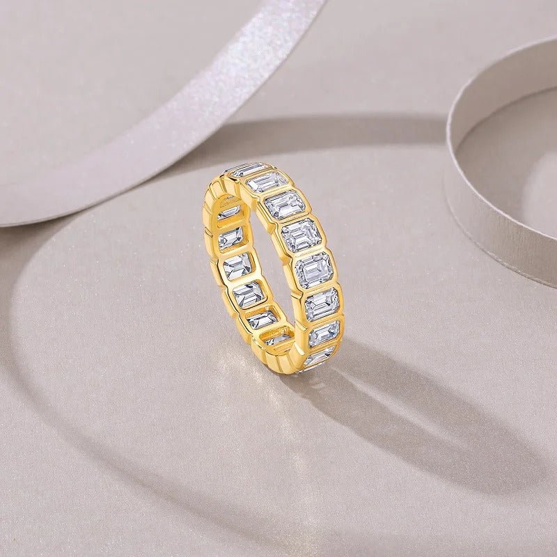 Charmsolo R15280 Hip Hop Moissanite Pavé Diamond Ring | 925 Silver Thick 18K Gold Plated