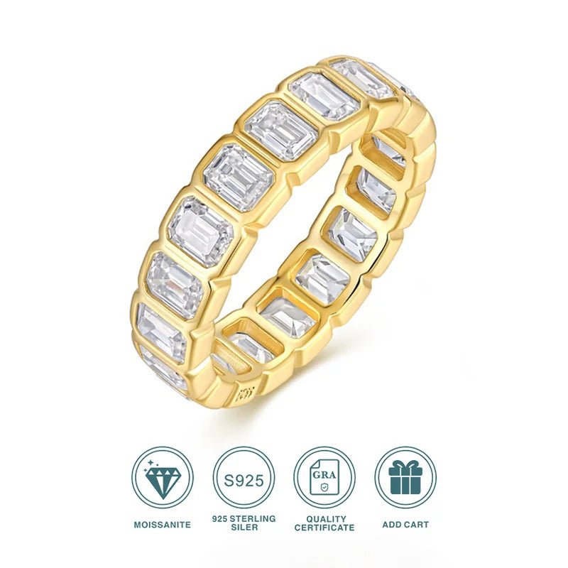 Charmsolo R15280 Hip Hop Moissanite Pavé Diamond Ring | 925 Silver Thick 18K Gold Plated