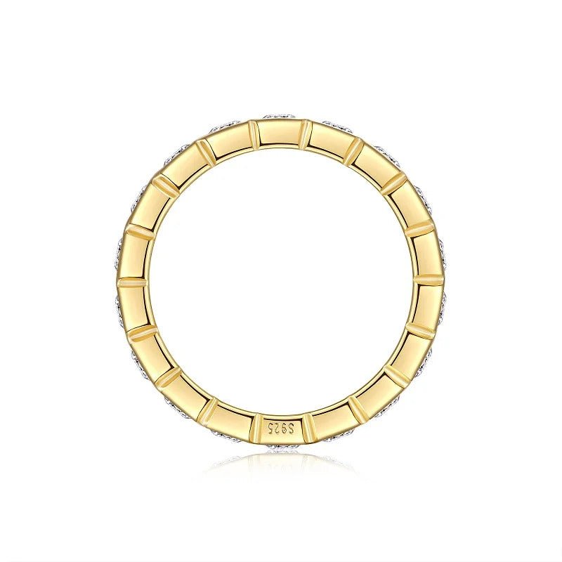 Charmsolo R15280 Hip Hop Moissanite Pavé Diamond Ring | 925 Silver Thick 18K Gold Plated