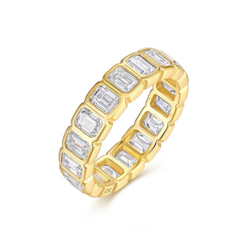 Charmsolo R15280 Hip Hop Moissanite Pavé Diamond Ring | 925 Silver Thick 18K Gold Plated