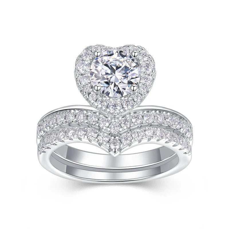 Moissanite Heart Ring 925 Silver – 1ct D Color VVS1 GRA Certified | Charmsolo