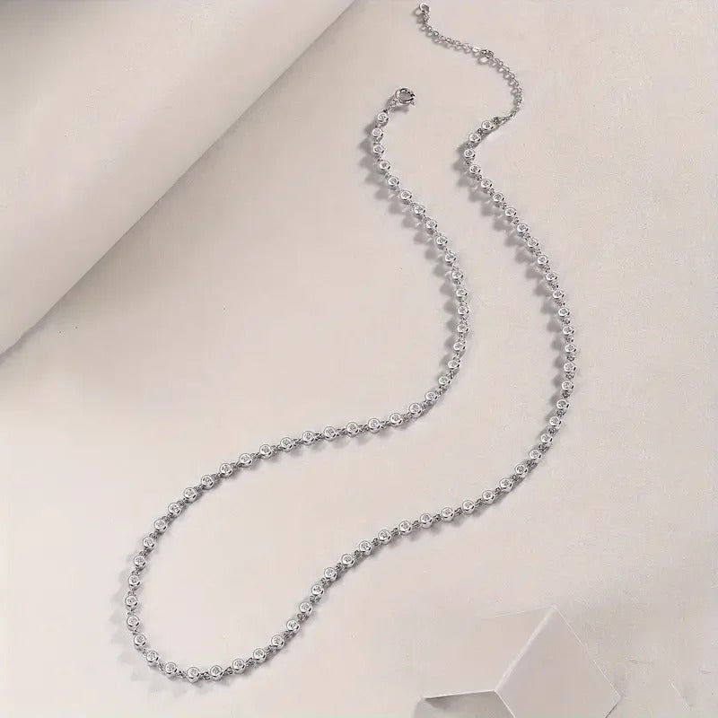 Charmsolo Sterling Silver Moissanite Geometric Necklace – 79 Stones Cross Chain with GRA Certificate