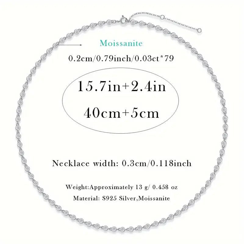 Charmsolo Sterling Silver Moissanite Geometric Necklace – 79 Stones Cross Chain with GRA Certificate
