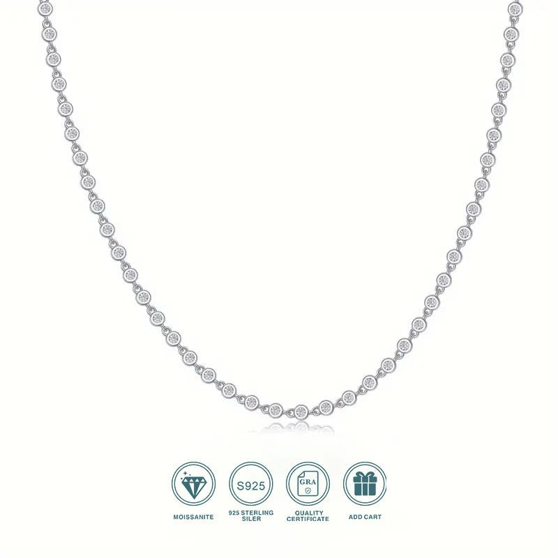 Charmsolo Sterling Silver Moissanite Geometric Necklace – 79 Stones Cross Chain with GRA Certificate