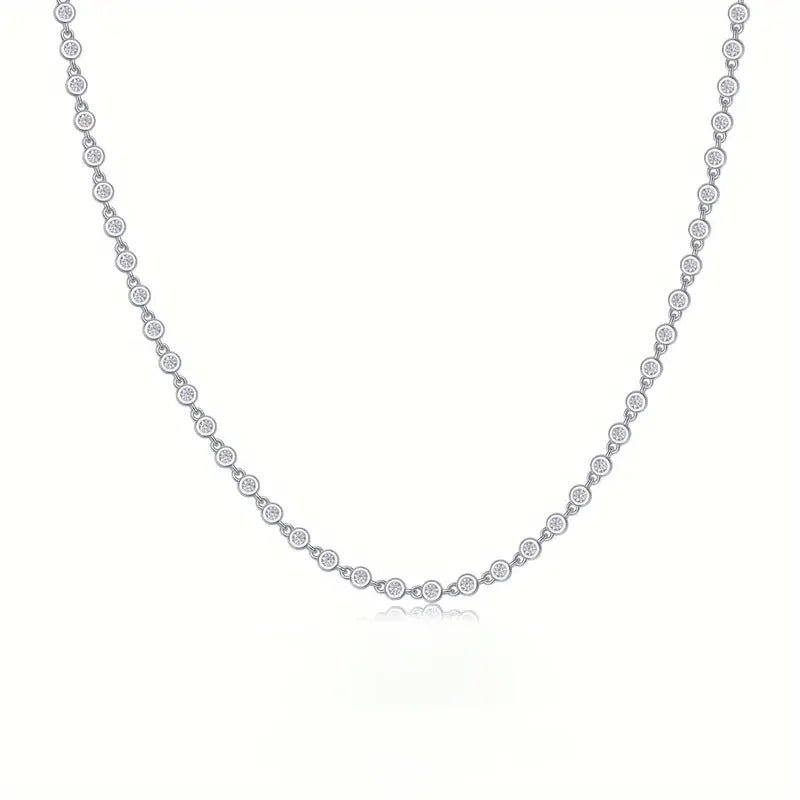Charmsolo Sterling Silver Moissanite Geometric Necklace – 79 Stones Cross Chain with GRA Certificate