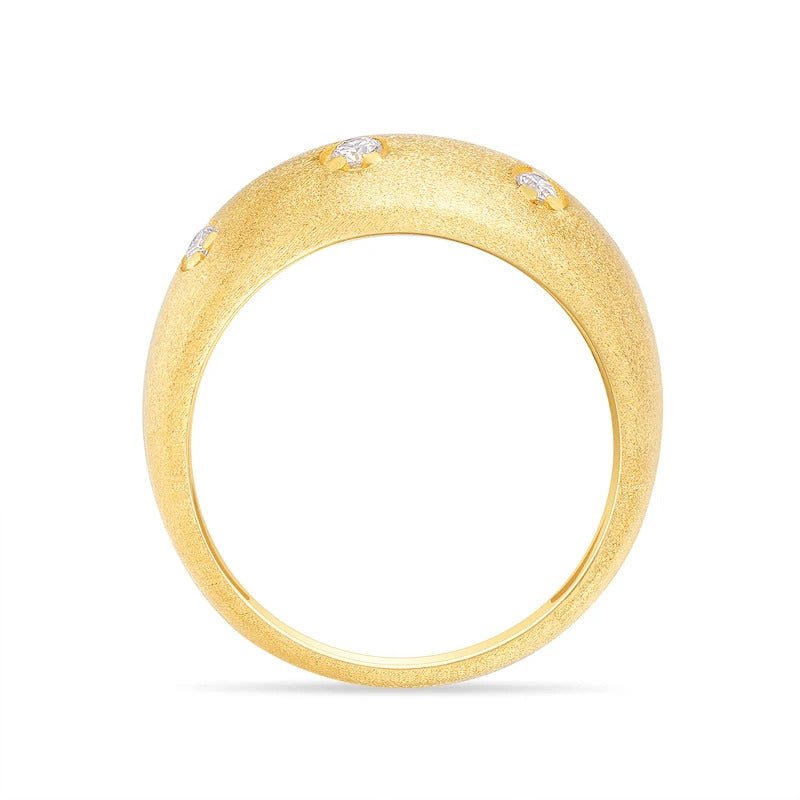 Charmsolo VVS1 Moissanite 18K Gold Plated 925 Silver Matte Dome Band Ring for Women | R1587