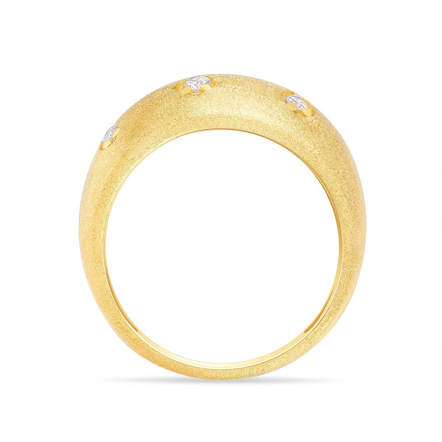 Charmsolo VVS1 Moissanite 18K Gold Plated 925 Silver Matte Dome Band Ring for Women | R1587