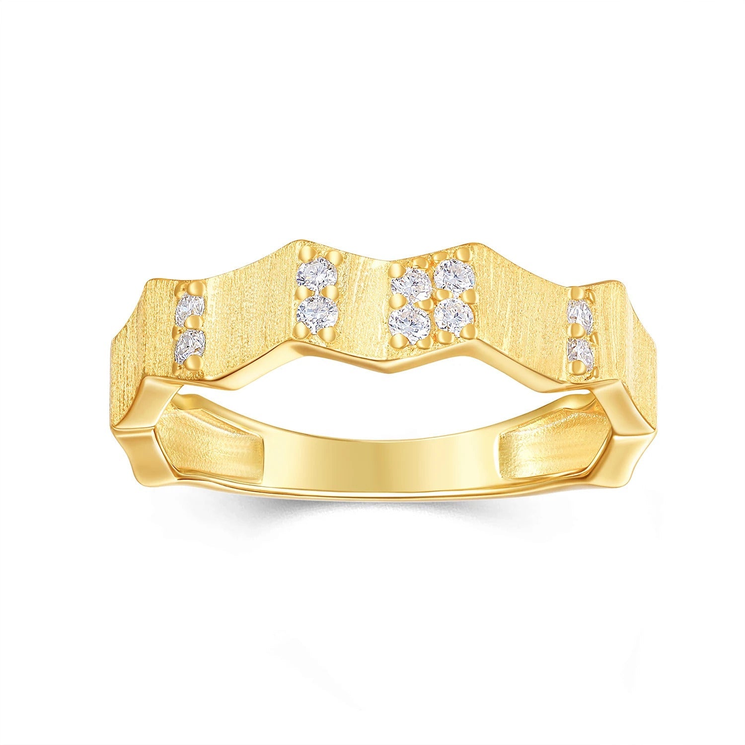 Charmsolo VVS1 Moissanite 18K Gold Plated S925 Silver Bamboo Band Ring for Women | R15878-BH