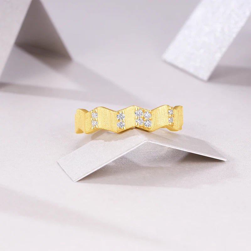 Charmsolo VVS1 Moissanite 18K Gold Plated S925 Silver Bamboo Band Ring for Women | R15878-BH