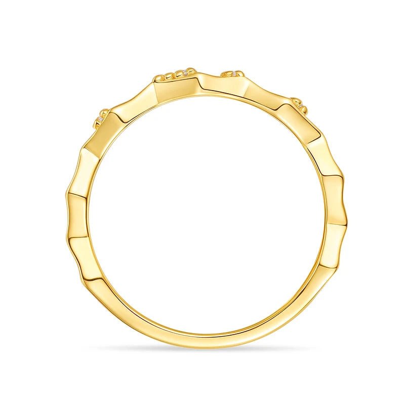 Charmsolo VVS1 Moissanite 18K Gold Plated S925 Silver Bamboo Band Ring for Women | R15878-BH