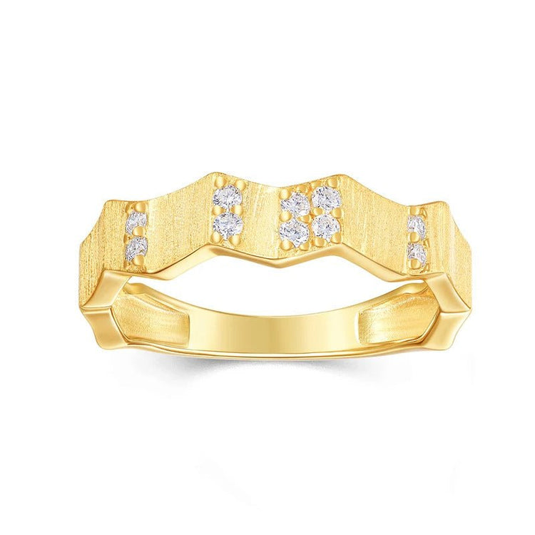 Charmsolo VVS1 Moissanite 18K Gold Plated S925 Silver Bamboo Band Ring for Women | R15878-BH