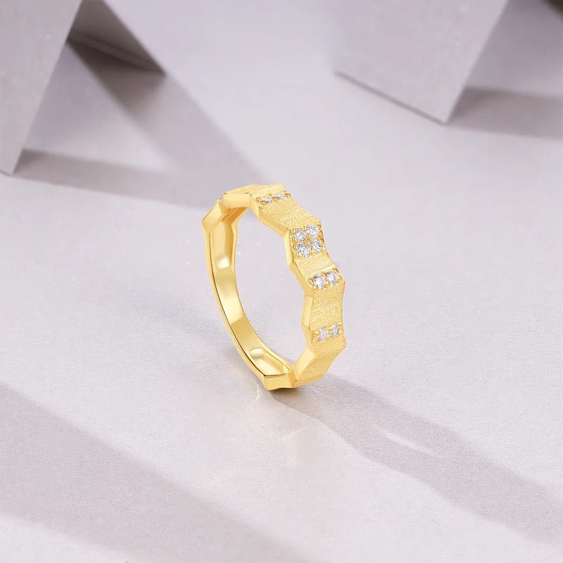 Charmsolo VVS1 Moissanite 18K Gold Plated S925 Silver Bamboo Band Ring for Women | R15878-BH