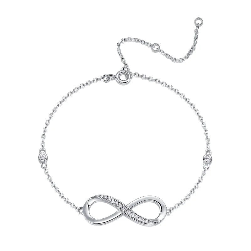 Charmsolo VVS1 Moissanite 925 Sterling Silver Infinity Bracelet for Women | L13977