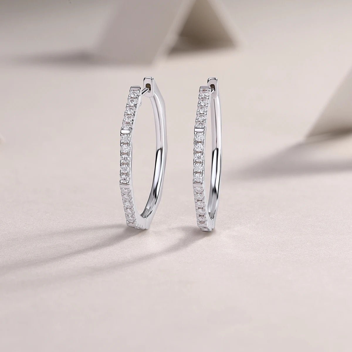 Circle Moissanite Stud Earrings | S925 Silver 18K Platinum Plated | 36 VVS1 Eight Hearts & Arrows | GRA Certified | Charmsolo