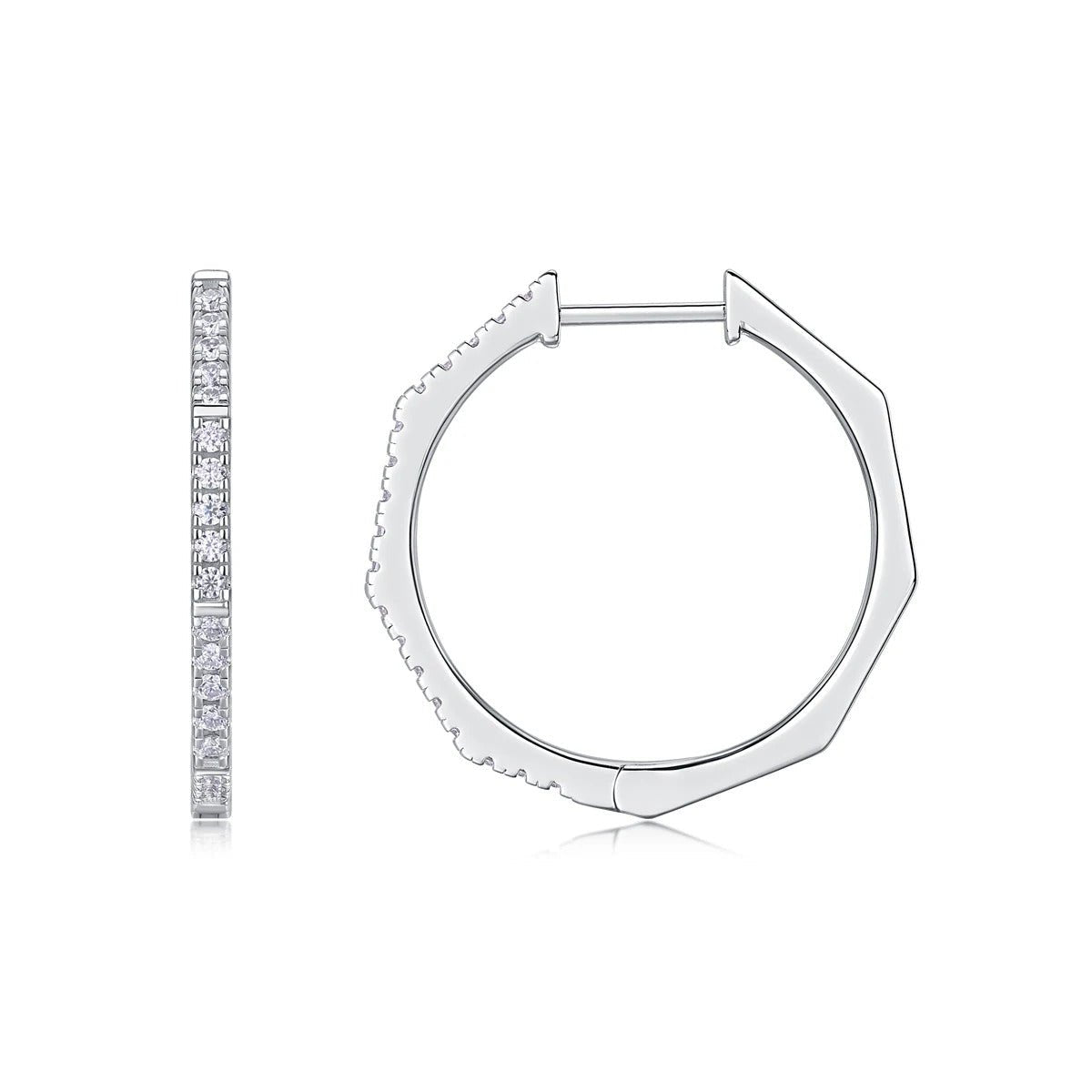 Circle Moissanite Stud Earrings | S925 Silver 18K Platinum Plated | 36 VVS1 Eight Hearts & Arrows | GRA Certified | Charmsolo