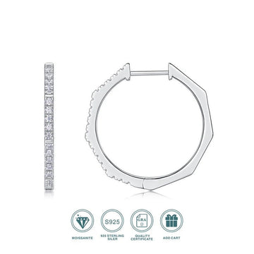 Circle Moissanite Stud Earrings | S925 Silver 18K Platinum Plated | 36 VVS1 Eight Hearts & Arrows | GRA Certified | Charmsolo