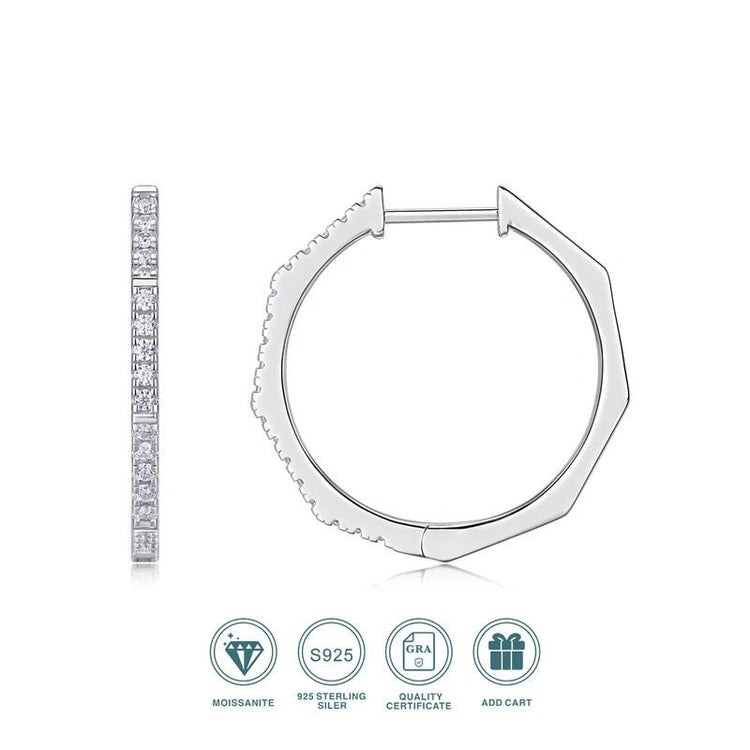 Circle Moissanite Stud Earrings | S925 Silver 18K Platinum Plated | 36 VVS1 Eight Hearts & Arrows | GRA Certified | Charmsolo