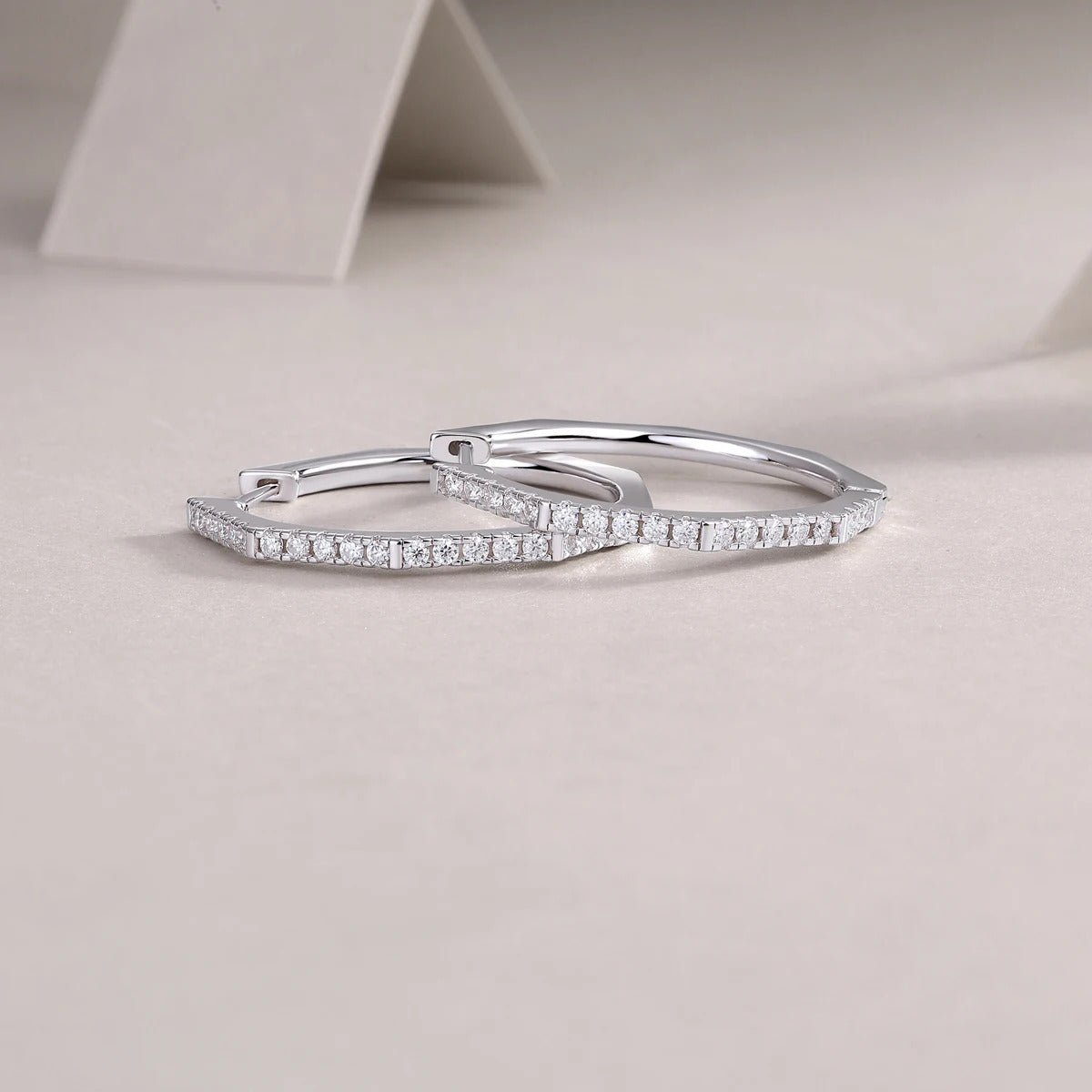 Circle Moissanite Stud Earrings | S925 Silver 18K Platinum Plated | 36 VVS1 Eight Hearts & Arrows | GRA Certified | Charmsolo