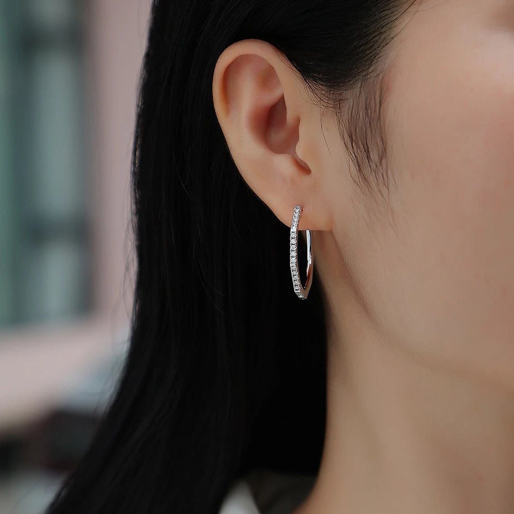 Circle Moissanite Stud Earrings | S925 Silver 18K Platinum Plated | 36 VVS1 Eight Hearts & Arrows | GRA Certified | Charmsolo