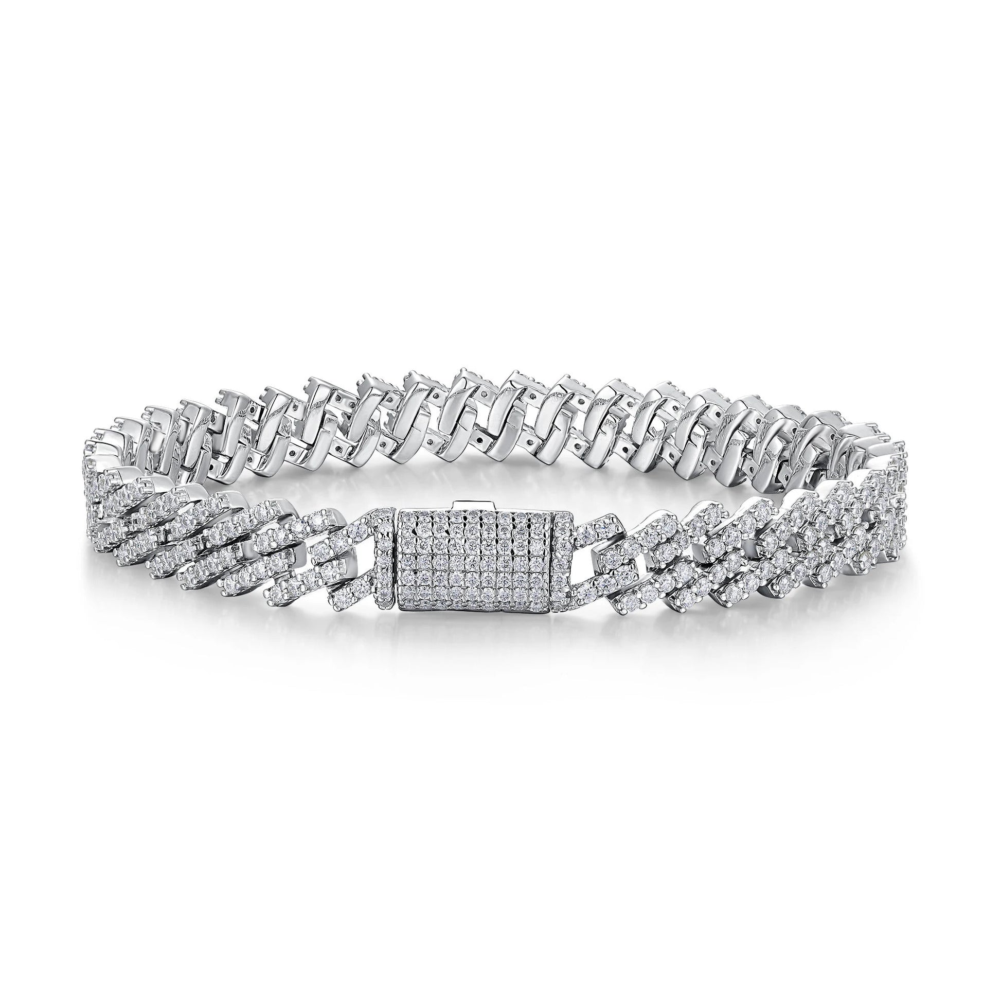 Cuban Moissanite Chain Bracelet | S925 Silver 18K Gold Plated | 365 Eight Hearts & Arrows Stones | GRA Certified | Charmsolo