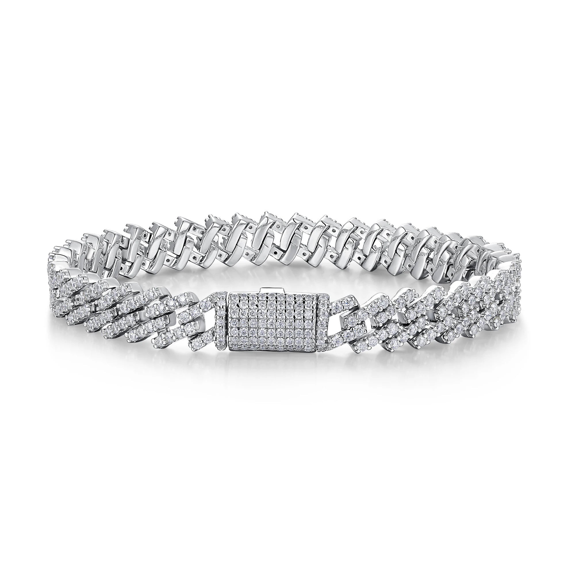 Cuban Moissanite Chain Bracelet | S925 Silver 18K Gold Plated | 365 Eight Hearts & Arrows Stones | GRA Certified | Charmsolo