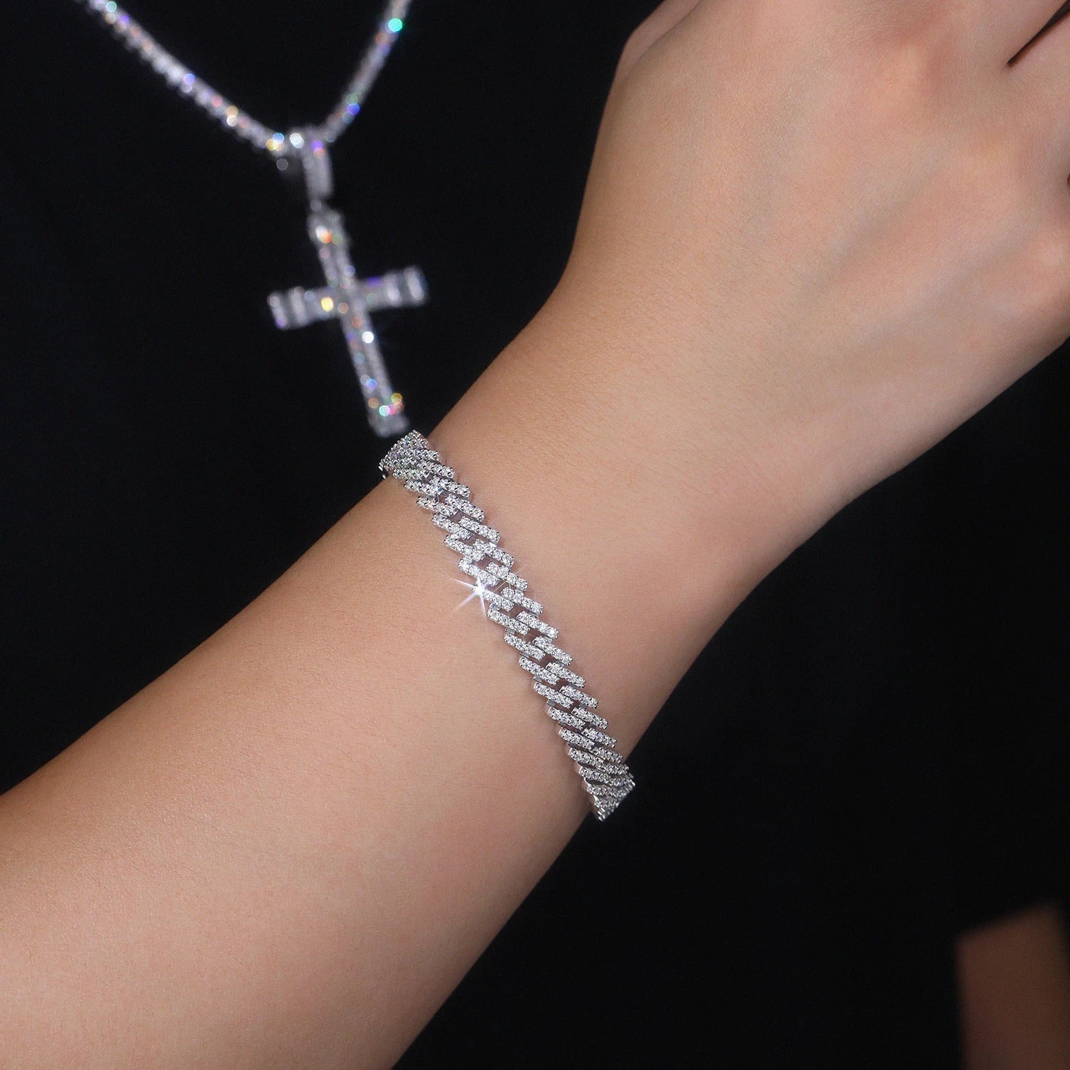 Cuban Moissanite Chain Bracelet | S925 Silver 18K Gold Plated | 365 Eight Hearts & Arrows Stones | GRA Certified | Charmsolo