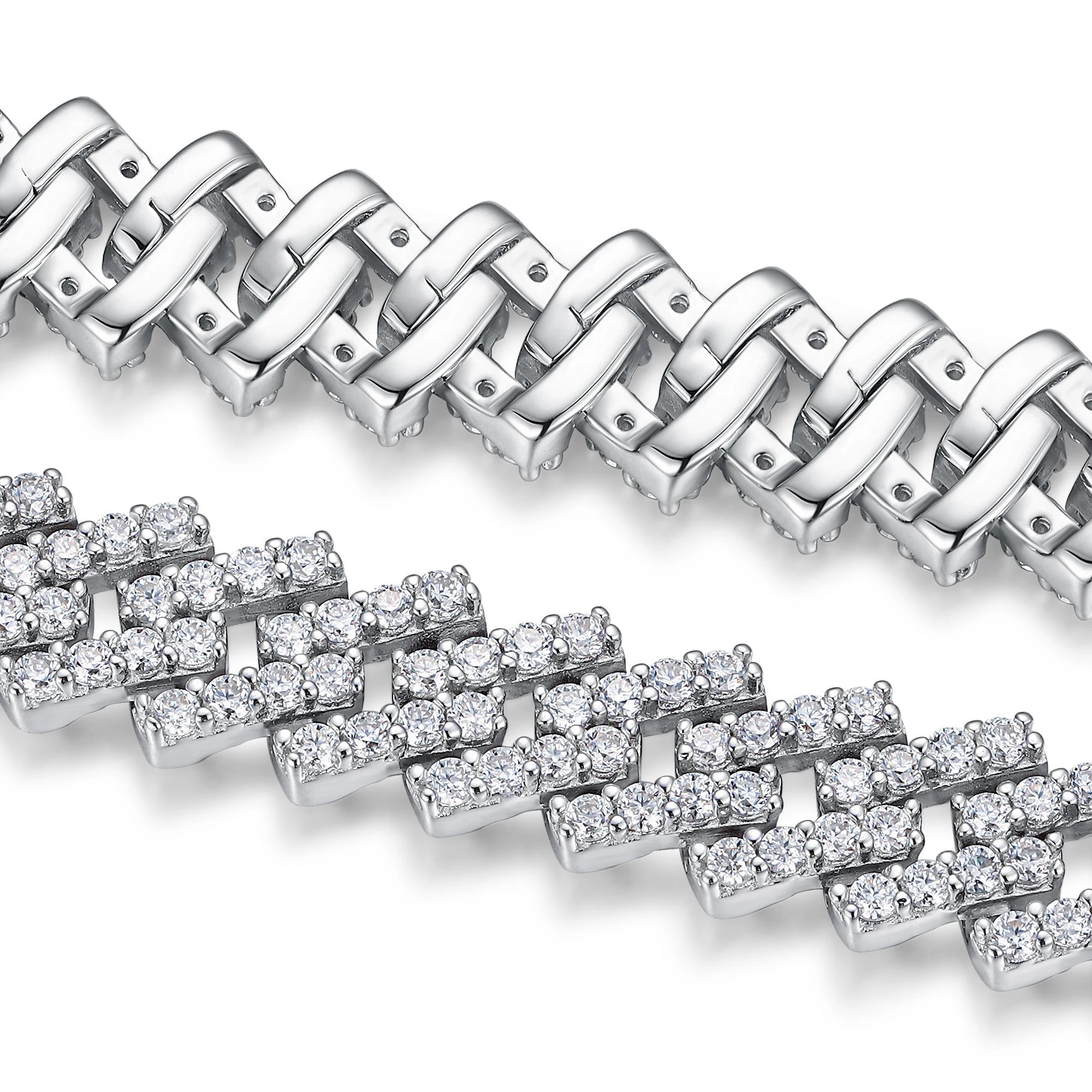 Cuban Moissanite Chain Bracelet | S925 Silver 18K Gold Plated | 365 Eight Hearts & Arrows Stones | GRA Certified | Charmsolo