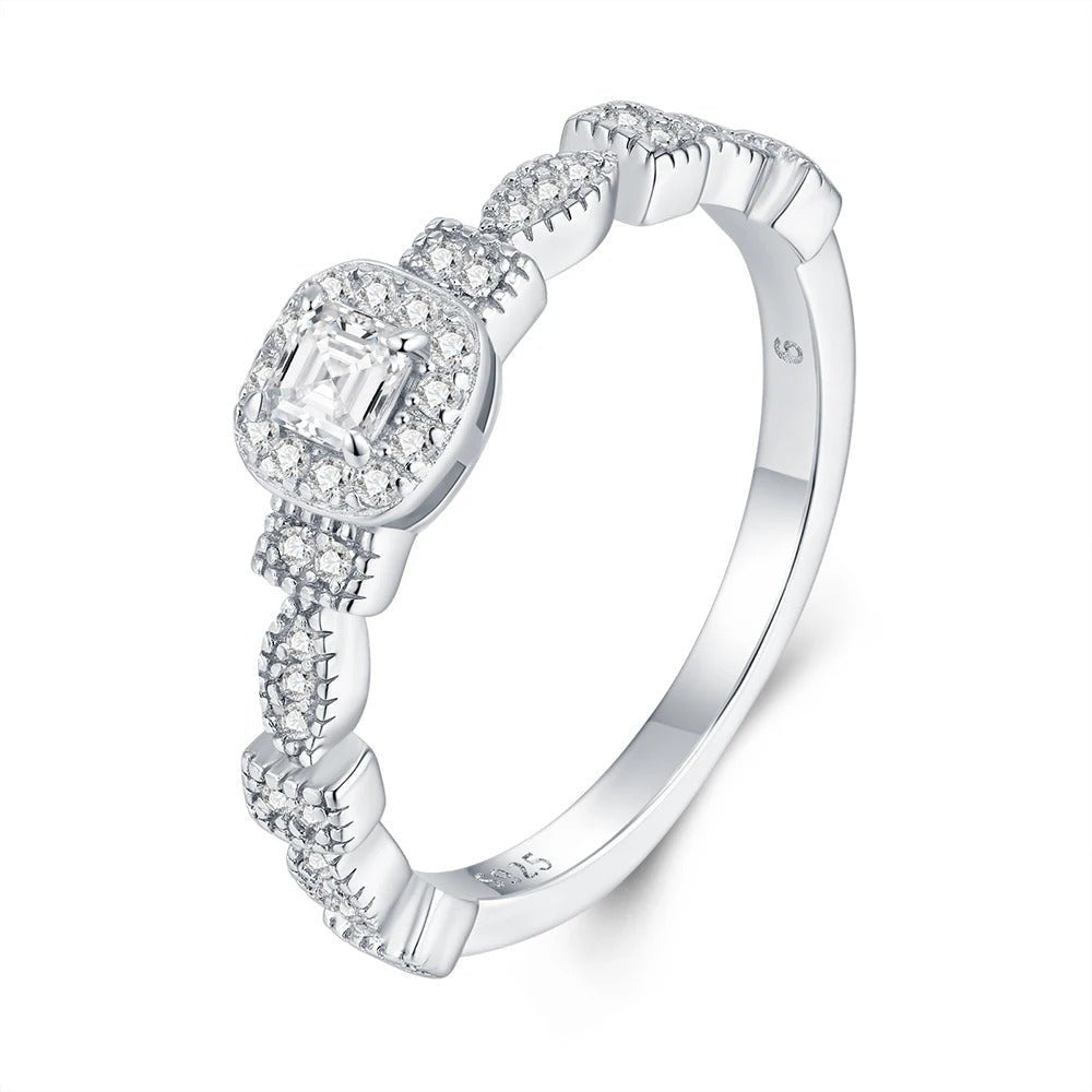 Cushion Cut Moissanite Halo Ring | S925 Silver | CZ Halo | Dual Certified | Affordable Luxury | Charmsolo