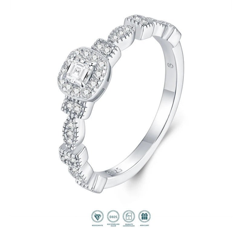 Cushion Cut Moissanite Halo Ring | S925 Silver | CZ Halo | Dual Certified | Affordable Luxury | Charmsolo