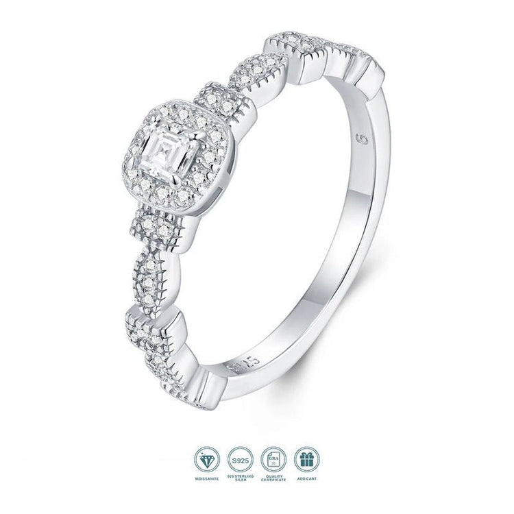 Cushion Cut Moissanite Halo Ring | S925 Silver | CZ Halo | Dual Certified | Affordable Luxury | Charmsolo