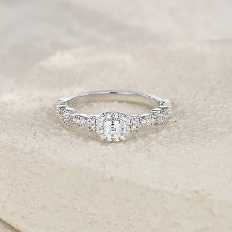 Cushion Cut Moissanite Halo Ring | S925 Silver | CZ Halo | Dual Certified | Affordable Luxury | Charmsolo