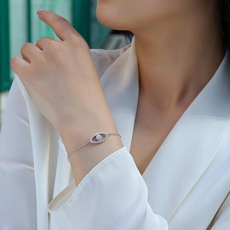 Evil Eye Moissanite Chain Bracelet | S925 Silver 18K Gold Plated | 29 VVS1 D-Color Stones | Adjustable | GRA Certified | Charmsolo