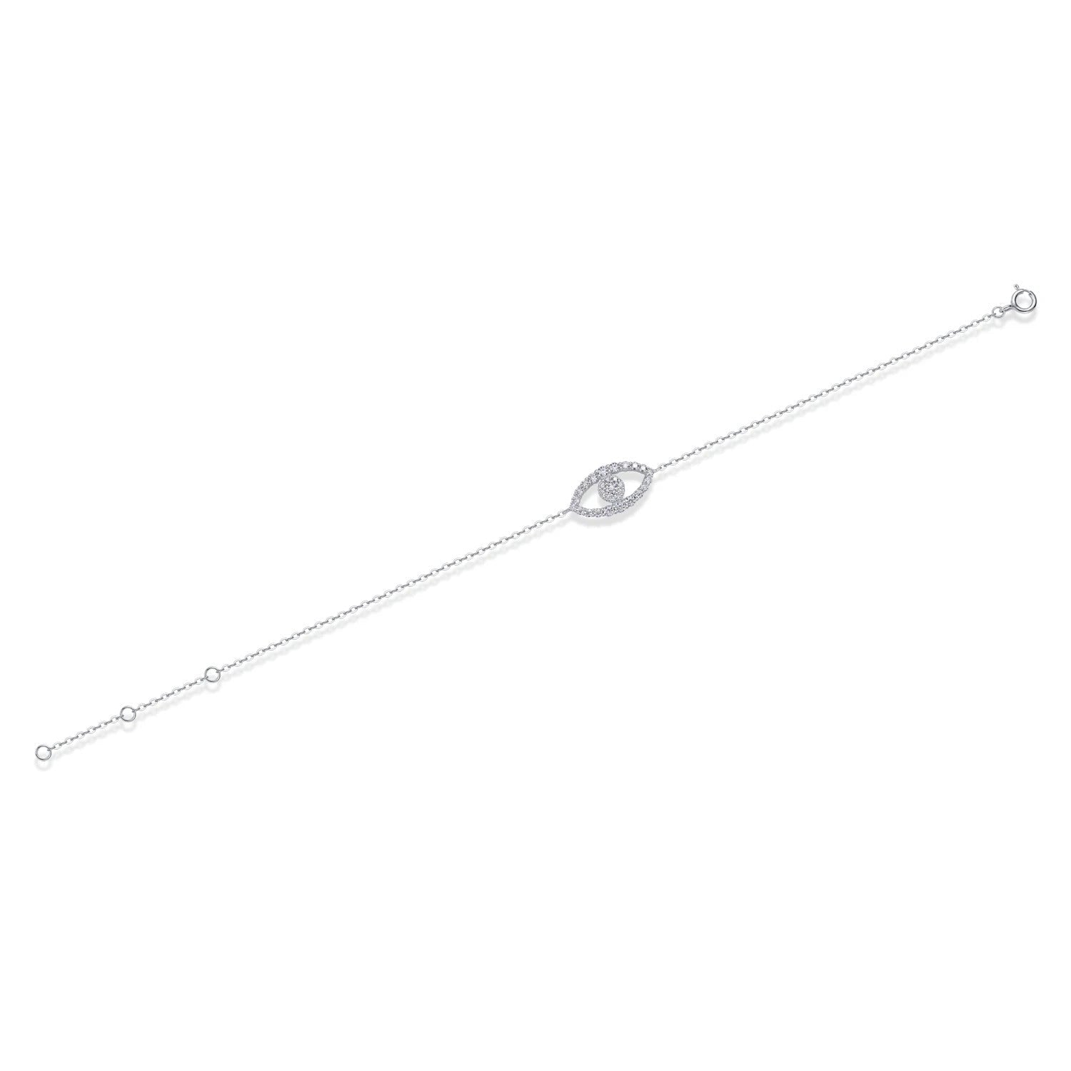 Evil Eye Moissanite Chain Bracelet | S925 Silver 18K Gold Plated | 29 VVS1 D-Color Stones | Adjustable | GRA Certified | Charmsolo