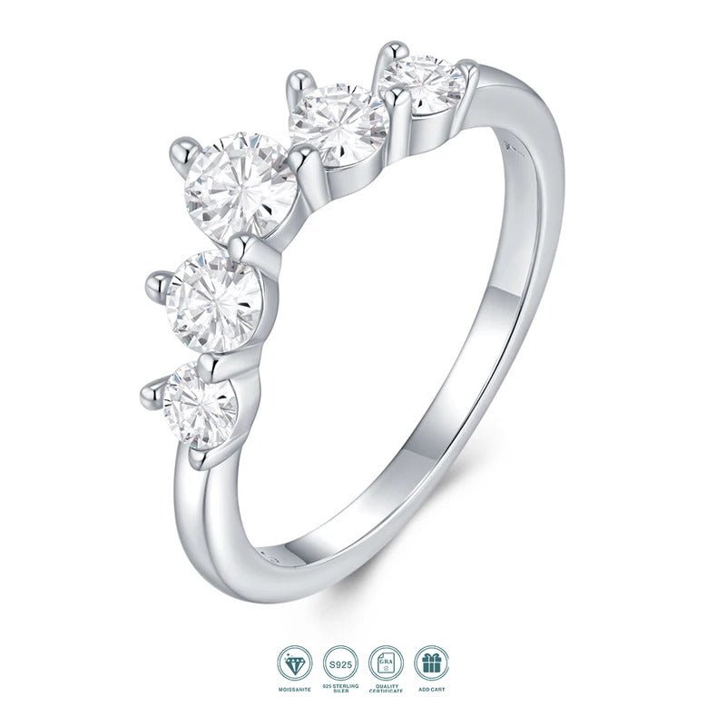 Five-Stone Teardrop Moissanite Ring | S925 Silver Thick 18K Gold Plated | VVS1 D-Color | Instagram Style | Charmsolo