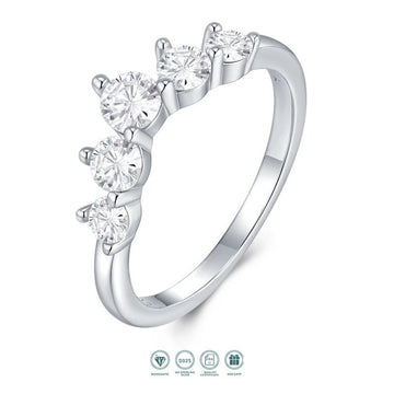 Five-Stone Teardrop Moissanite Ring | S925 Silver Thick 18K Gold Plated | VVS1 D-Color | Instagram Style | Charmsolo